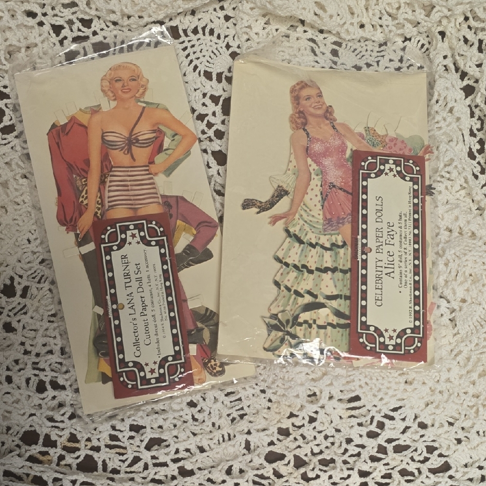Classic Hollywood Paper Dolls Set - Lana Turner & Alice Faye, Vintage